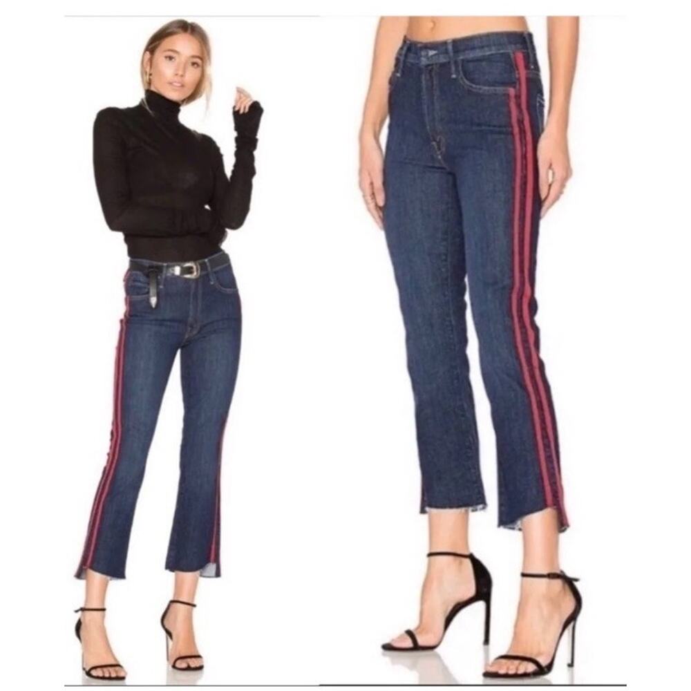 NWOT MOTHER‎ Insider Crop Step Hem Fray Speed Racer Jeans Sz 24 Dark Blue